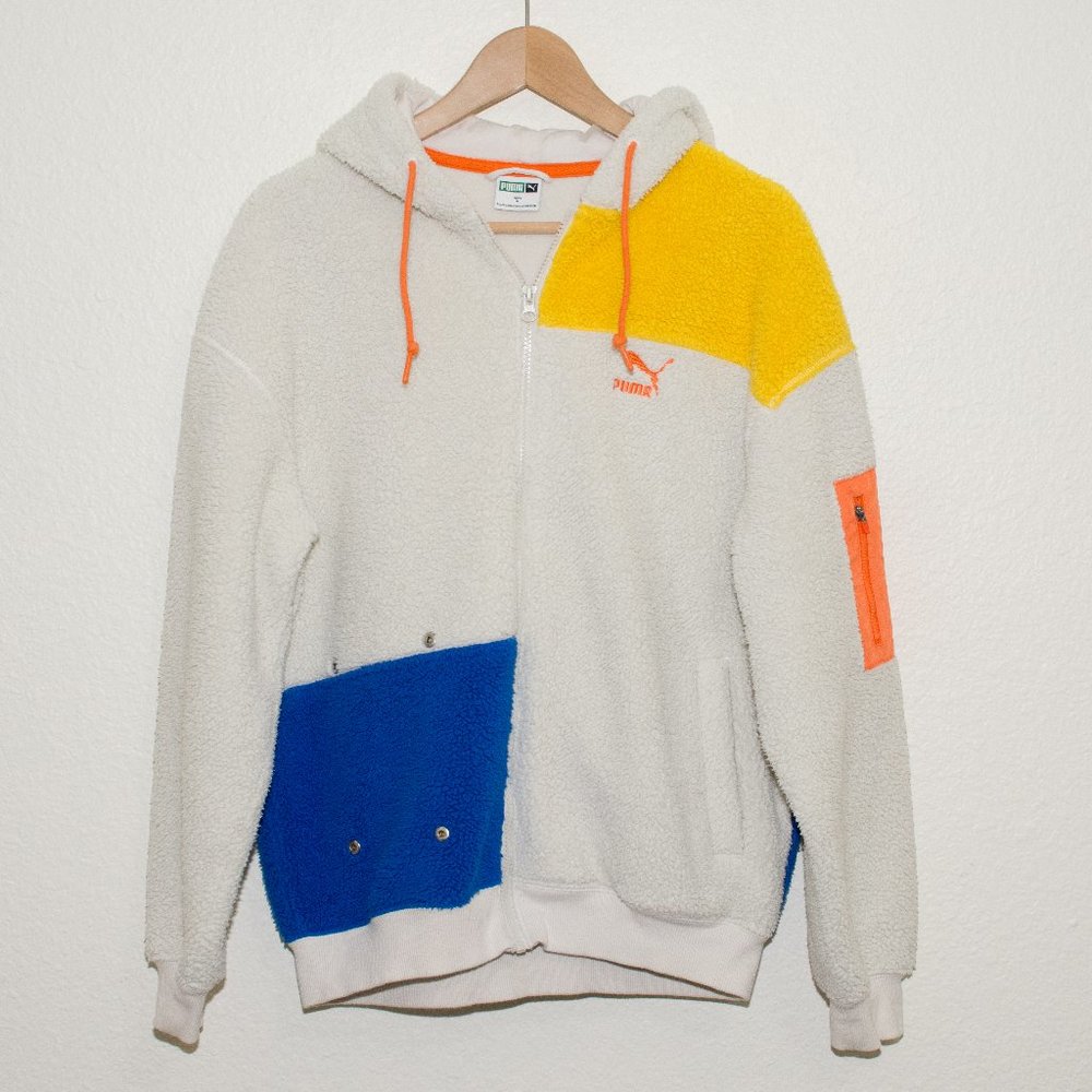 Puma Retro Block Sherpa Full Zip Hooded Jacket